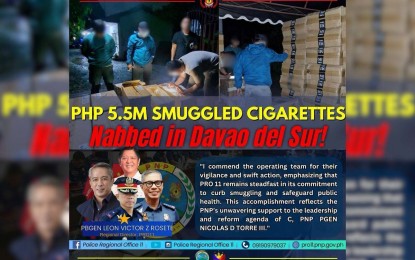 Police seize PHP5.5 Million in smuggled cigarettes in Davao del Sur