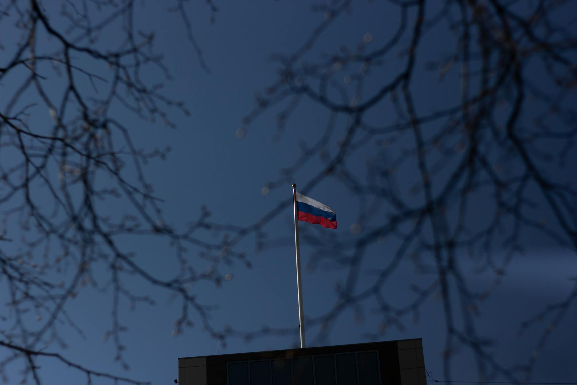 russian flag on pole